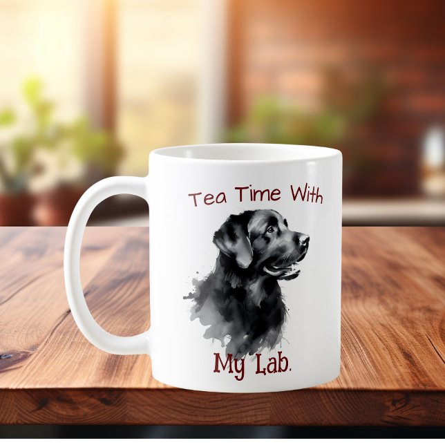 Black Labrador Keepsake Personalize Coffee Mug (Elegant watercolor Black Labrador, Customize with your own few words.)