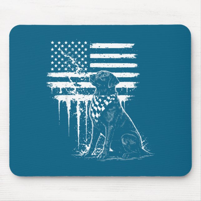 Black Labrador Lab American Flag Design Mouse Pad (Front)