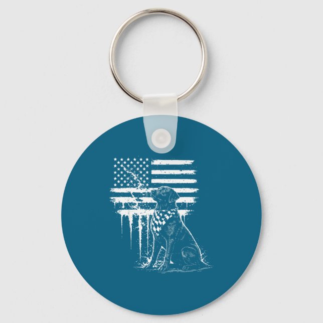 Black Labrador Lab American Flag Keychain (Front)