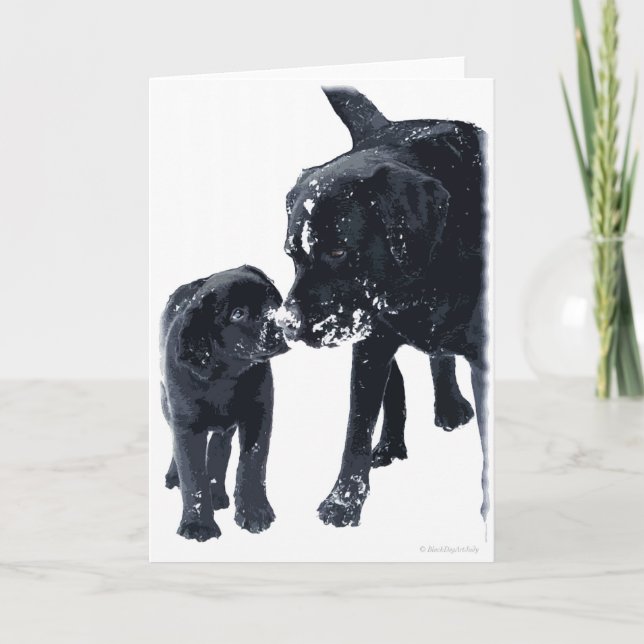 Black Labrador Love - Carte de Noël (Devant)