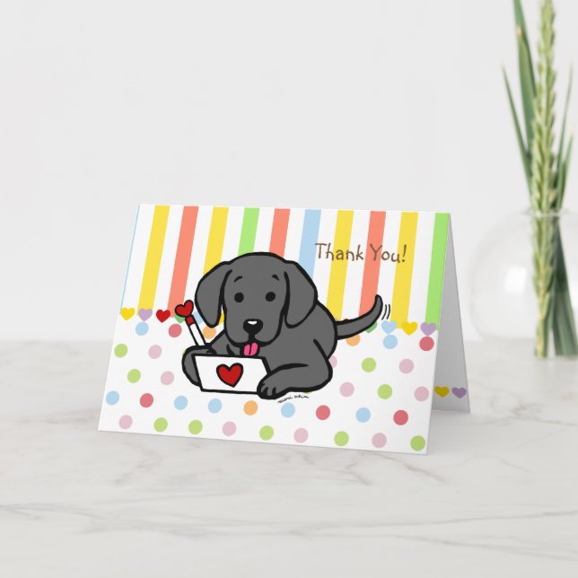 Black Labrador Love Letter Thank You Card (Front)