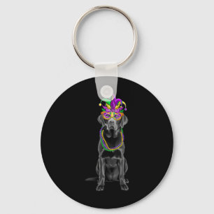 Black Labrador Mardi Gras Costume Beads Mask Keychain