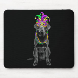 Black Labrador Mardi Gras Costume Beads Mask Mouse Pad