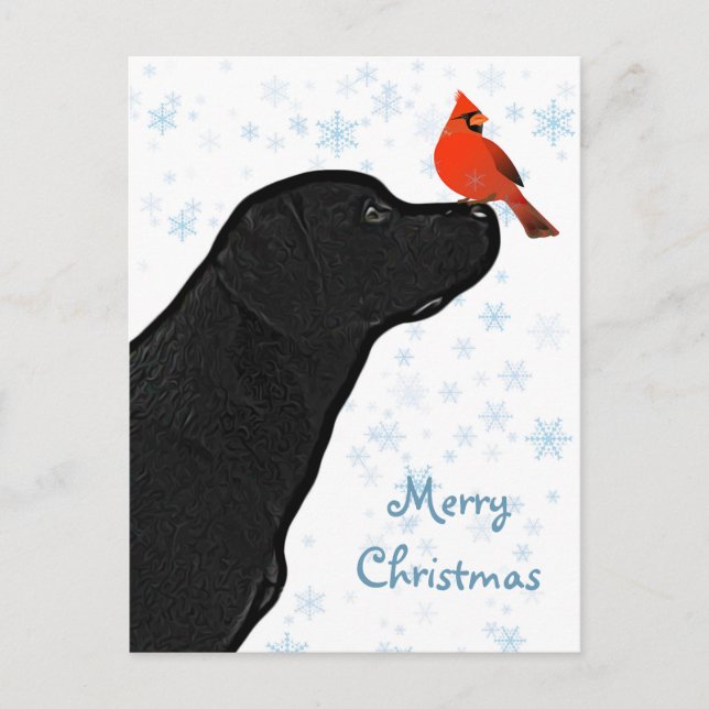 Black Labrador Merry Christmas - Cute Dog Holiday Postcard (Front)