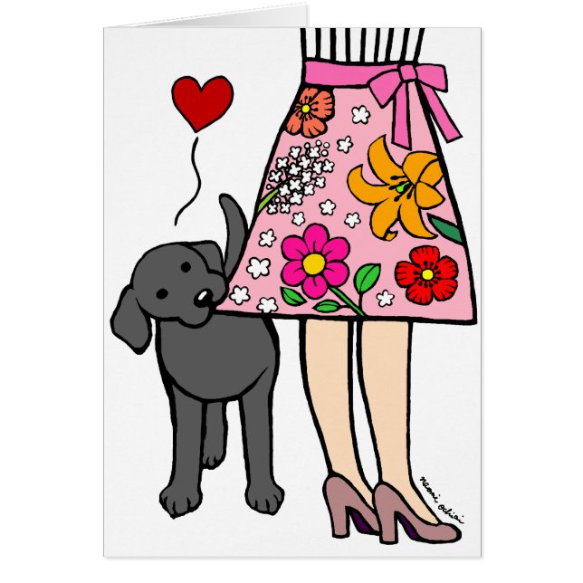 Black Labrador & Mom's Skirt Cartoon (Front)