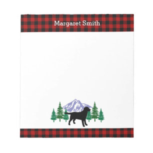 Black Labrador Outline Evergreen Trees Notepad