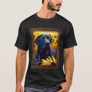 Black Labrador Painting Sunflower Flower Mom Women T-Shirt