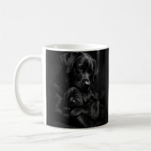 Black Labrador, parent and child, Hug of love Coffee Mug