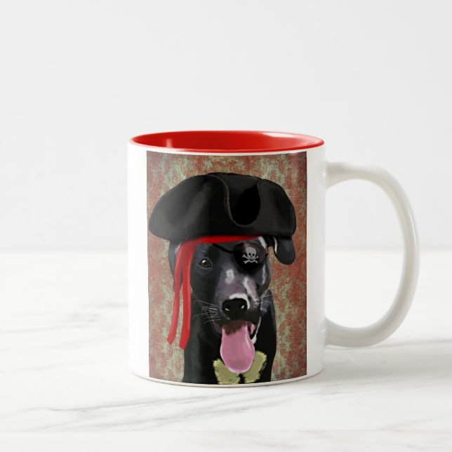 Black Labrador Pirate Dog Two-Tone Coffee Mug (Right)