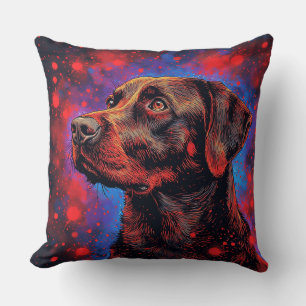 Black Labrador Portrait in a Cosmic Space Throw Pillow