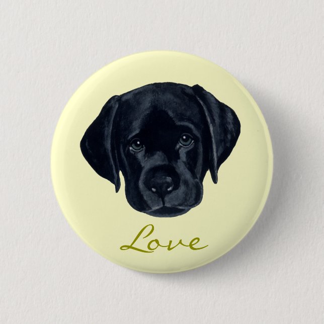 Black Labrador Puppy 2 Inch Round Button (Front)