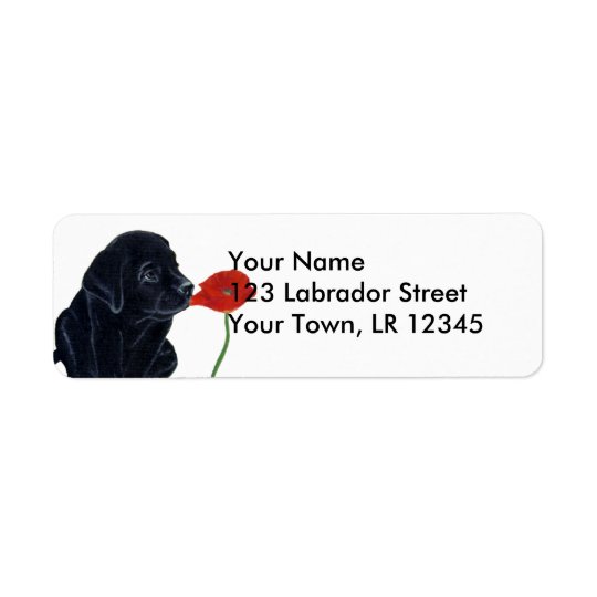 Black Labrador Puppy and Poppy Return Address Label