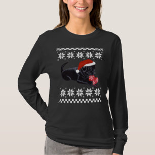 Black Labrador Puppy Christmas Painting T-Shirt