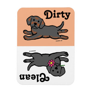 Black Labrador Puppy Clean / Dirty Dishwasher Magnet