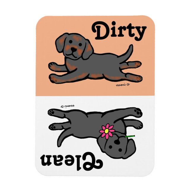 Black Labrador Puppy Clean / Dirty Dishwasher Magnet (Vertical)