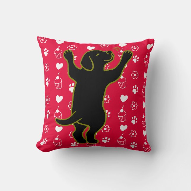 Black Labrador Puppy Hug Pillow (Front)