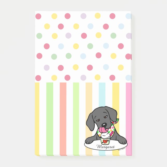 Black Labrador Puppy Ice Cream Memo Post-it Notes (Front)