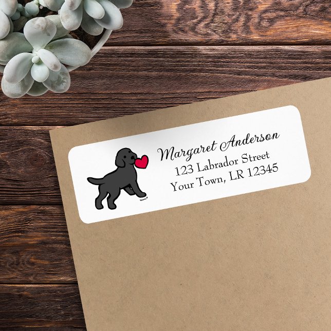 Black Labrador Puppy Return Address (Black Labrador Puppy Little Heart Return Address Labels for Labrador Owners.  Labrador Cartoon.)