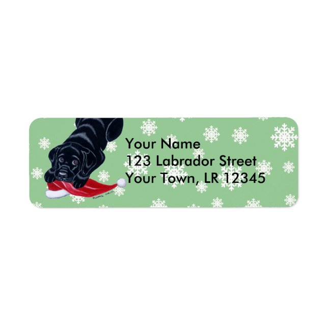Black Labrador Puppy with Santa Hat Christmas (Front)