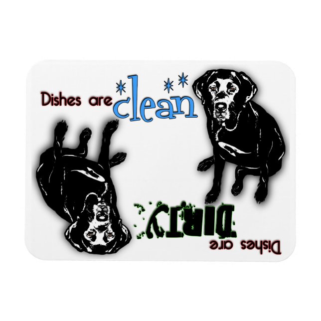 Black Labrador Rectangle Dishwasher Magnet (Horizontal)