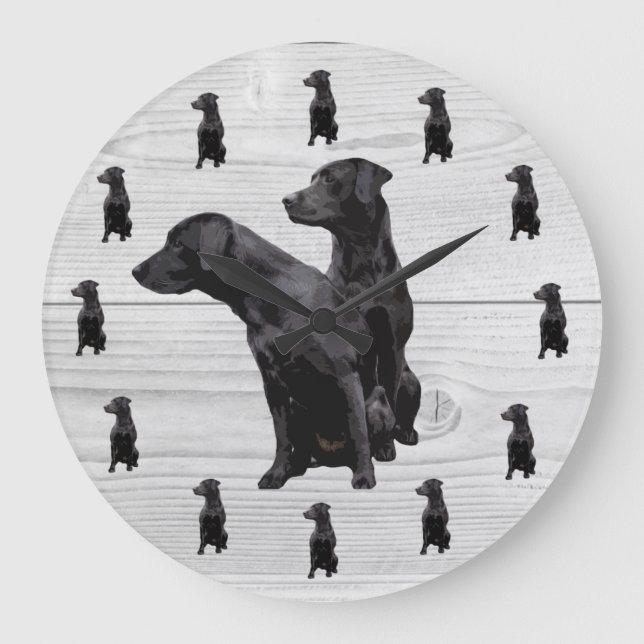 Black Labrador Rétrieuse Grande horloge (Recto)