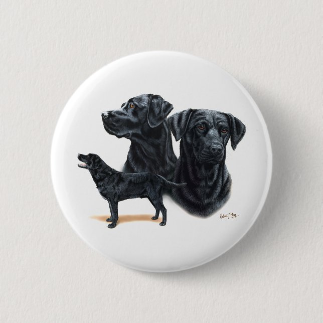 Black Labrador Retriever 2 Inch Round Button (Front)