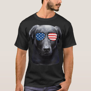 Black Labrador Retriever American Flag Lab Dog T-Shirt