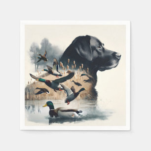 Black Labrador Retriever and Ducks Napkin
