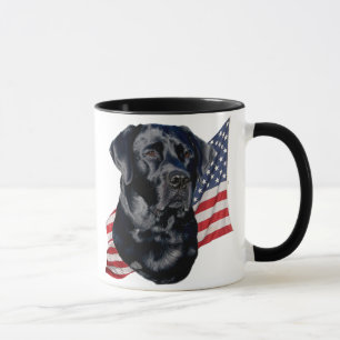 Black Labrador Retriever and Flag Mug