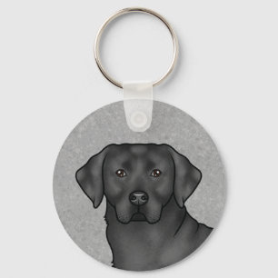 Black Labrador Retriever Art Black Lab Portrait Keychain