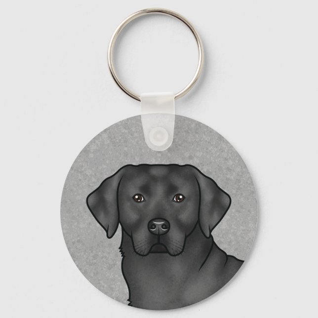 Black Labrador Retriever Art Black Lab Portrait Keychain (Front)