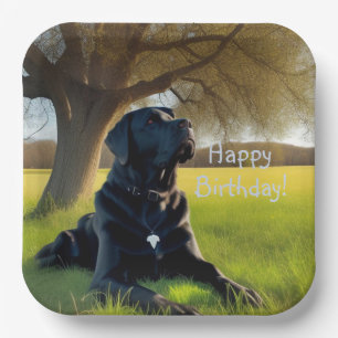 Black Labrador Retriever Birthday Paper Plate