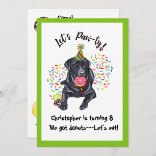 Black Labrador Retriever Birthday Party Invite