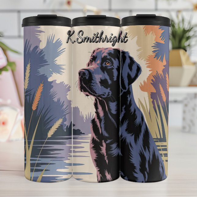 Black Labrador Retriever by the Water Thermal Tumbler (Creator Uploaded)