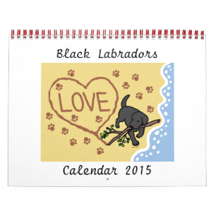 Black Labrador Retriever Cartoon Calendrier 2015