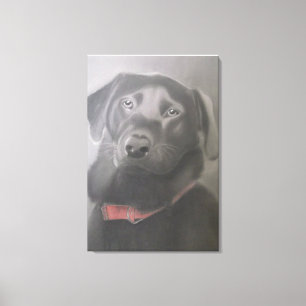 "Black Labrador Retriever" Charcoal Drawing Canvas Print