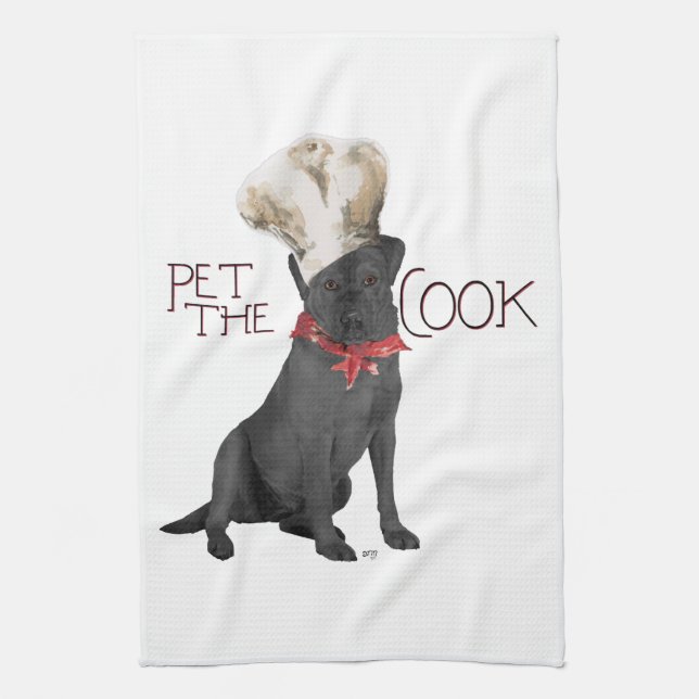 Black Labrador Retriever Chef Kitchen Towel (Vertical)