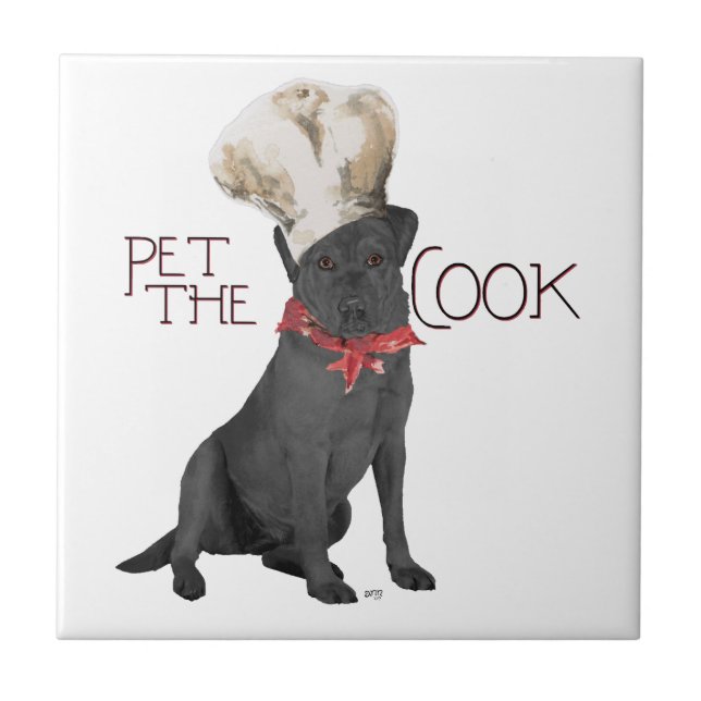 Black Labrador Retriever Chef Tile (Front)