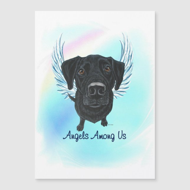 Black Labrador Retriever Chien Angel Magnet (Devant)