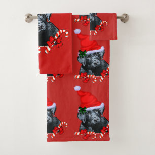 Black Labrador Retriever Christmas Bath Towel Set