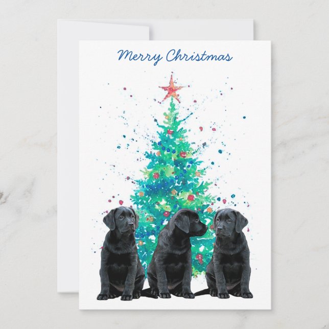 Black Labrador Retriever Christmas Cute Dog Puppy Holiday Card (Front)