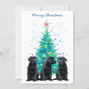 Black Labrador Retriever Christmas Cute Dog Puppy Holiday Card