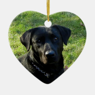 Black Labrador Retriever Christmas Ornament Heart