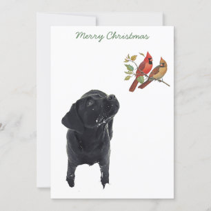 Black Labrador Retriever Christmas Puppy Cute Dog Holiday Card