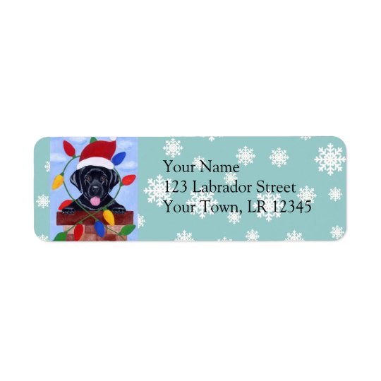 Black Labrador Retriever Christmas Return Address Label