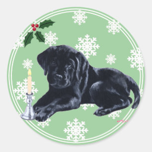 Black Labrador Retriever Christmas Snowflake Classic Round Sticker