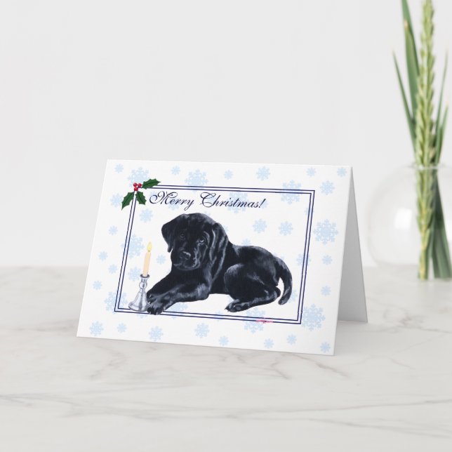 Black Labrador Retriever Christmas Snowflake Holiday Card (Front)