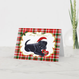 Black Labrador Retriever Christmas Tartan Holiday Card