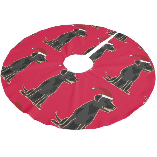 Black Labrador Retriever Christmas Tree Skirt (Angled)