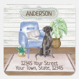 Black Labrador Retriever Cozy New Home Address   Square Sticker